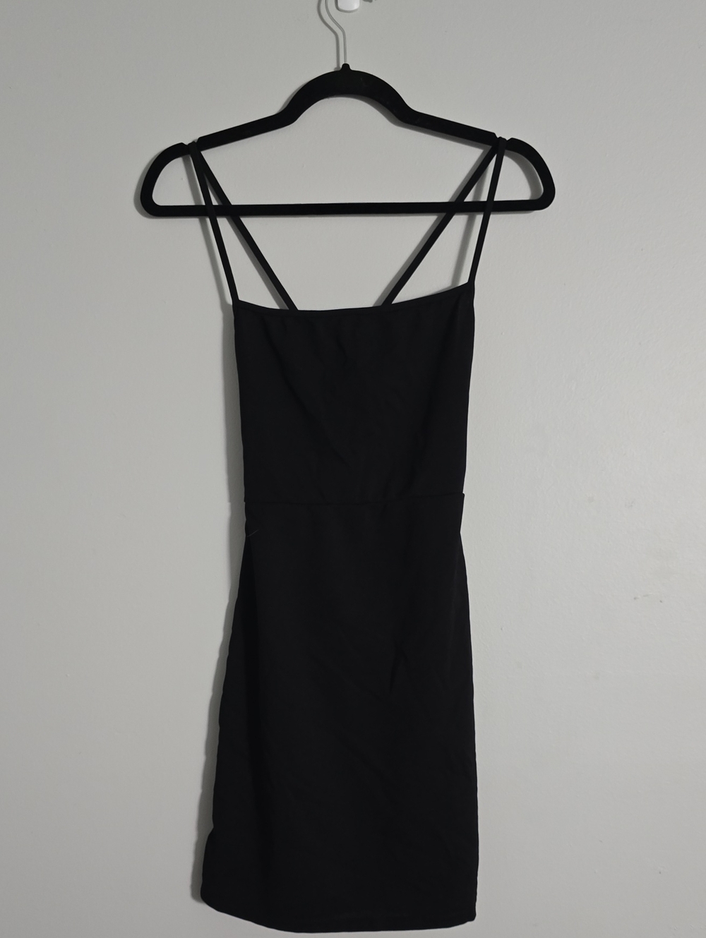 Nasty Gal Black Double-Strap Mini Slip Dress